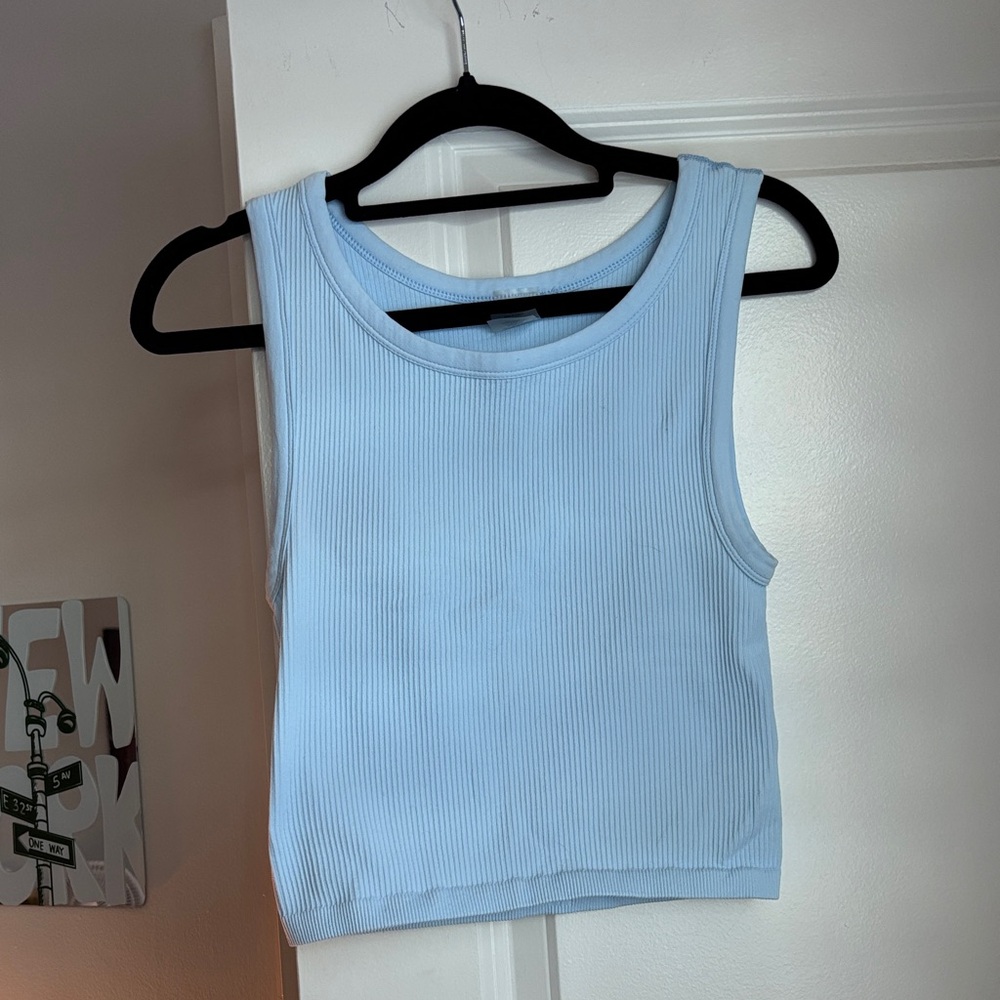 Aritzia Light Blue Ribbed Tank Top